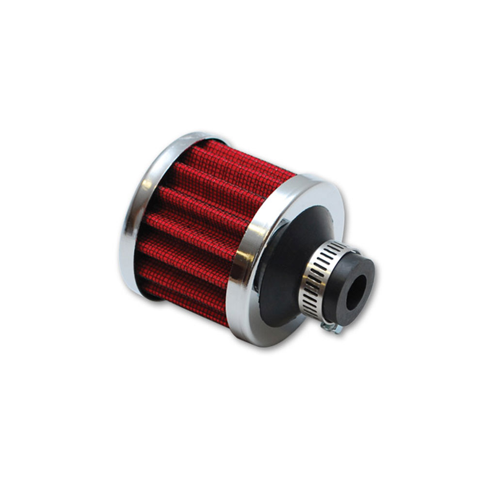 Vibrant Performance Valve Cover Breather 2168; Round Red Element with Chrome Cap Cotton Gauze 