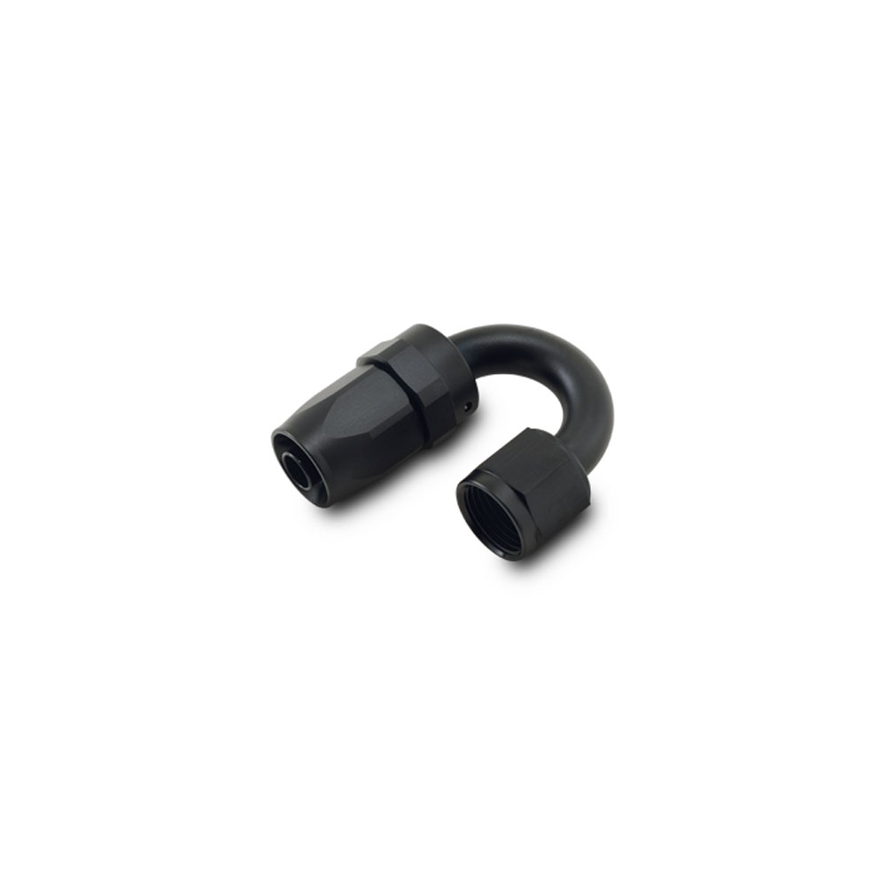 Vibrant Performance Fuel Hose Fitting 21804; Swivel Hose End Black Anodized -04AN 180 deg. -04AN Female 