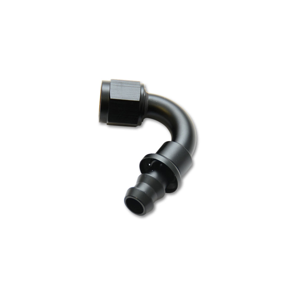 Vibrant Performance Fuel Hose Fitting 22212; Push On Hose End Hose End Black Anodized -12AN 120 deg. -12AN Female 