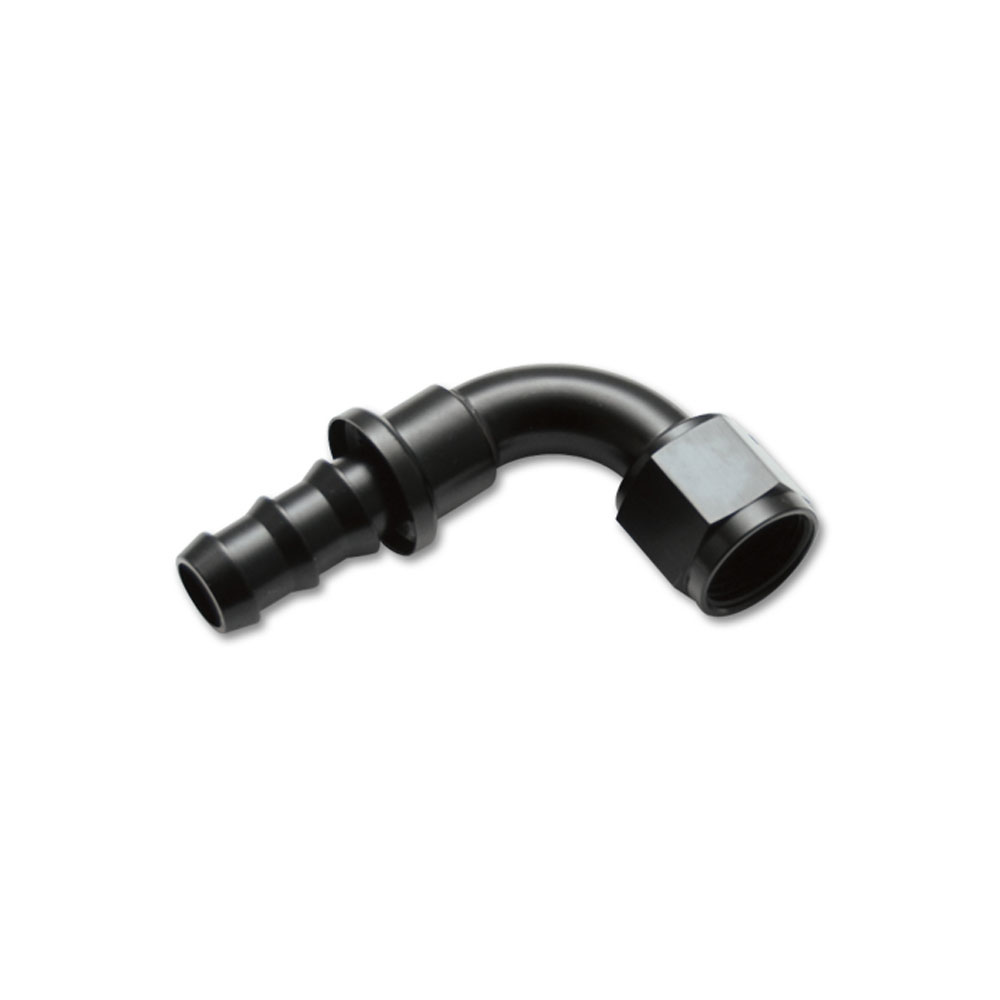 Vibrant Hose End 22908; Push On Hose End Hose End Black -08AN 90 deg. -08AN Female 