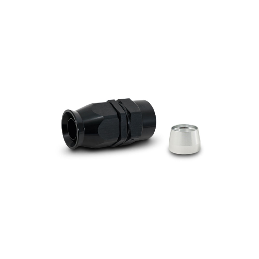 Vibrant Performance Fuel Hose Fitting 28008; High Flow PTFE Hose End Hose End Black Anodized -08AN Straight 
