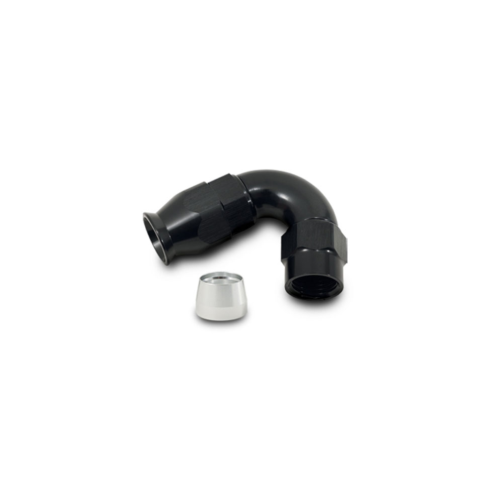 Vibrant Hose End 28208; High Flow PTFE Hose End Swivel Hose End Black Anodized -08AN 120 deg. 