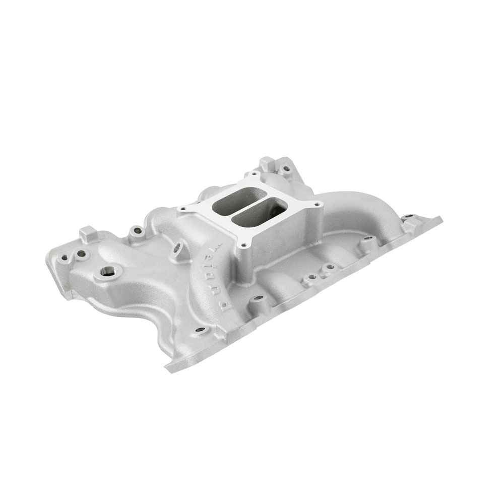 Weiand Intake Manifold 8010; Action Plus Dual Plane Idle to 5500 Satin Aluminum for Ford 351M, 400 