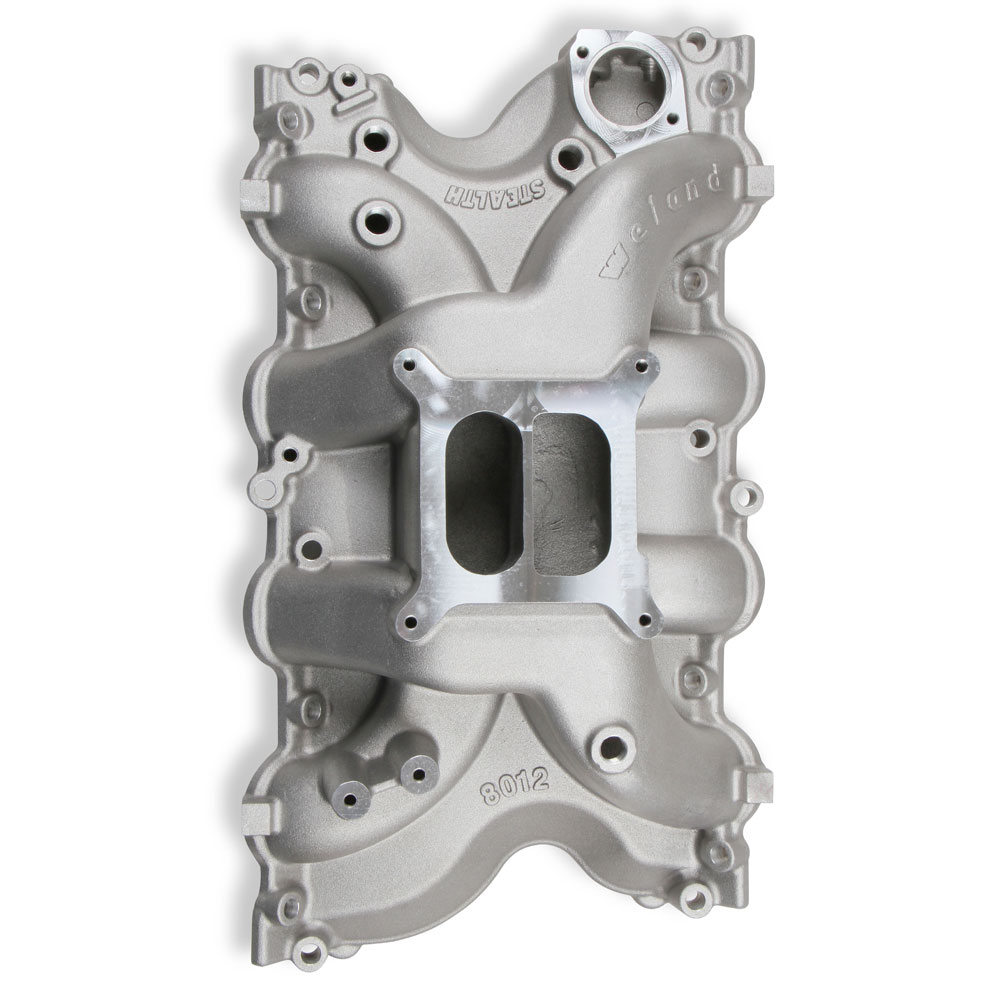 Weiand Intake Manifold 8012; Stealth Series Round Dual Plane 1500 to 6700 Satin Aluminum for Ford 429 to 460 