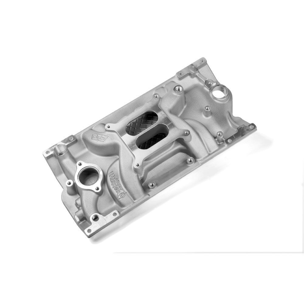 Weiand Intake Manifold 8121; Street Warrior Rectangular Dual Plane Idle to 5500 Satin Aluminum for 1996 and Up Chevy 305 to 350 Vortec 
