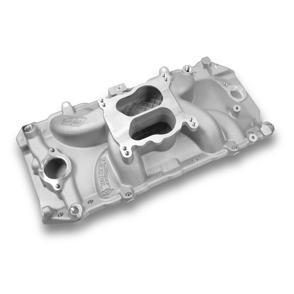Weiand Intake Manifold 8123WND; Street Warrior Oval Dual Plane Idle to 5500 Satin Aluminum for Chevy 396 to 454 