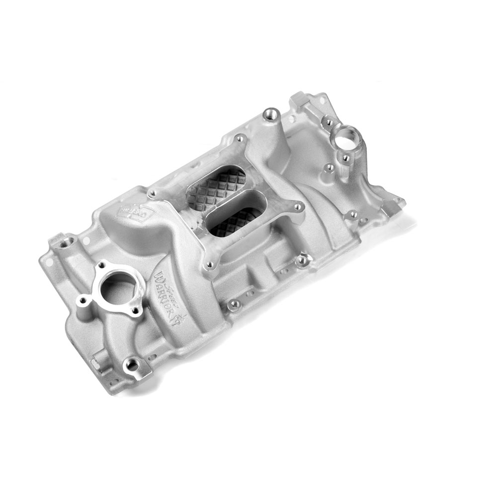 Weiand Intake Manifold 8150; Speed Warrior Rectangular Dual Plane 1500 to 6700 Satin Aluminum for 1957 to 1986 Chevy 262 to 400 