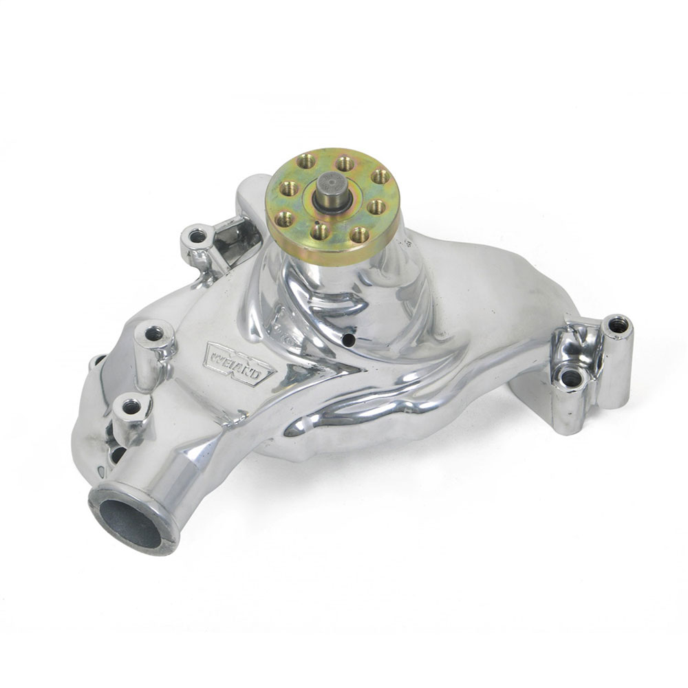 Weiand Mechanical Water Pump 9242P; Victor Polished Aluminum Mechanical Long for Chevy 396 to 454 